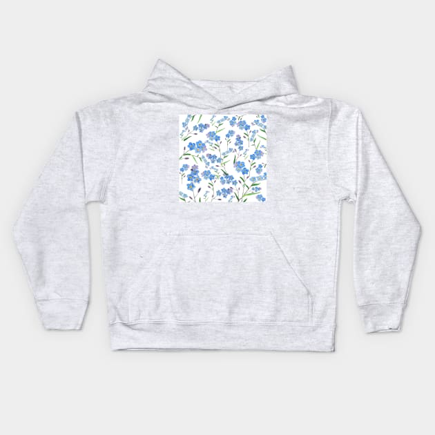 blue forget me not pattern Kids Hoodie by colorandcolor